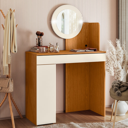 Penteadeira Camarim Áurea - 1 Gavetas em MDP com Espelho e Iluminação LED