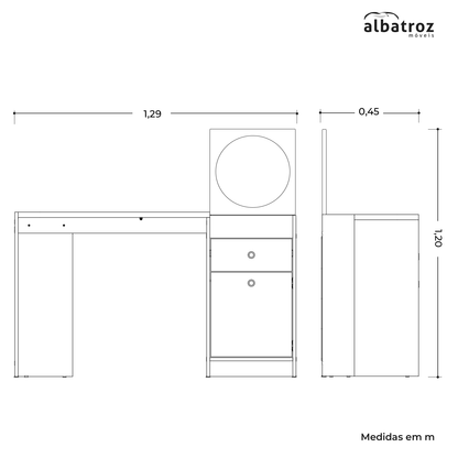 Bancada Camarim Desejo - 1 Gavetas em MDP com Design Moderno e Espaço Amplo