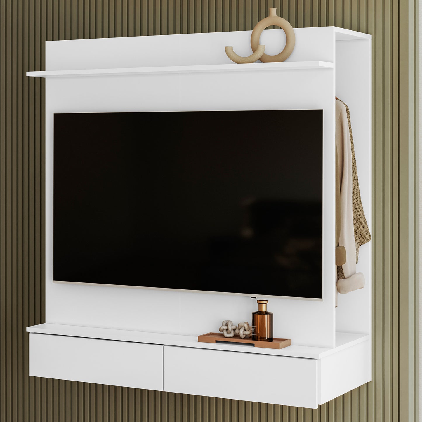 Closet com Painel Wave Suspenso em MDP com Pintura UV