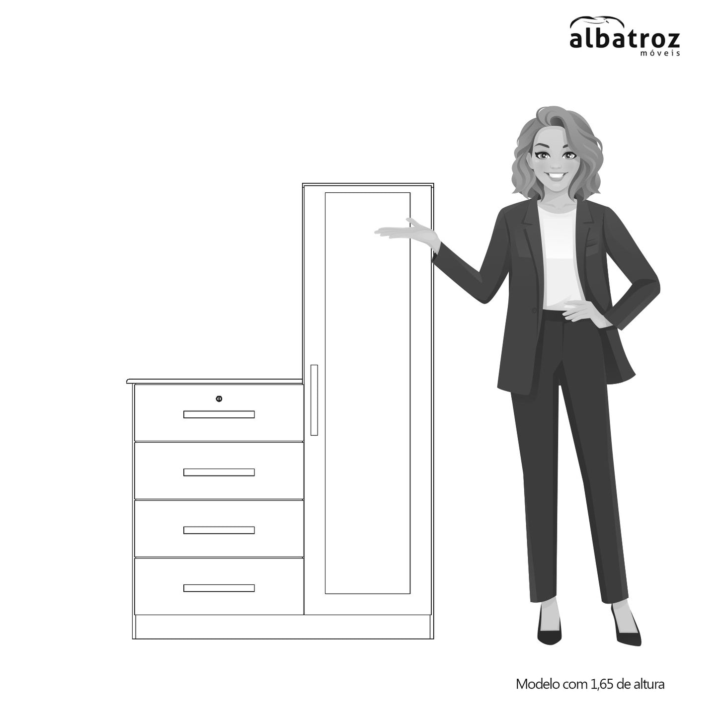 Cômoda Belize Plus 4 Gavetas em MDP com Corrediças Telescópicas