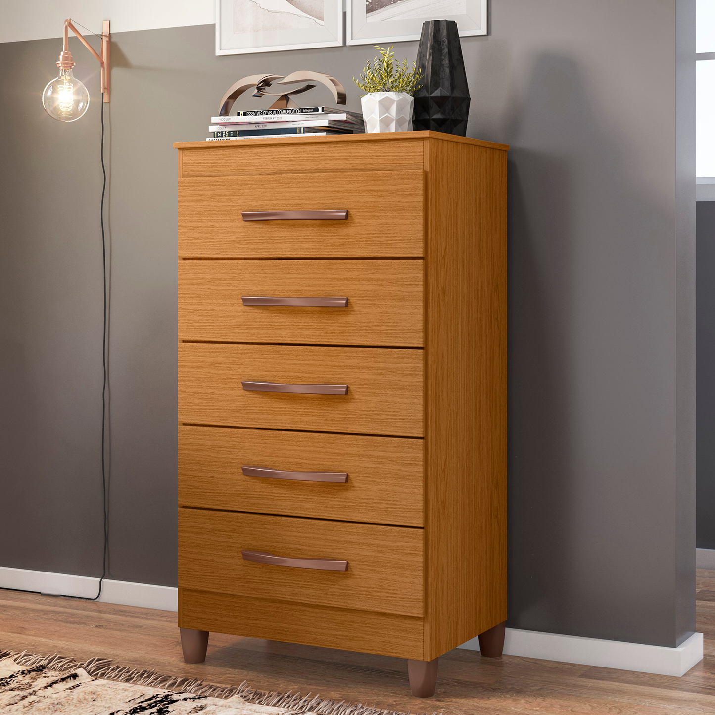 Cômoda Esmeralda 5 Gavetas em MDP com Pintura UV