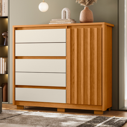 Cômoda Duetto Sapateira - 1 Porta e 5 Gavetas em MDP