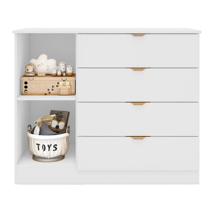 Cômoda Ayla 100% MDF com Detalhe Ripado e Corrediças Telescópicas