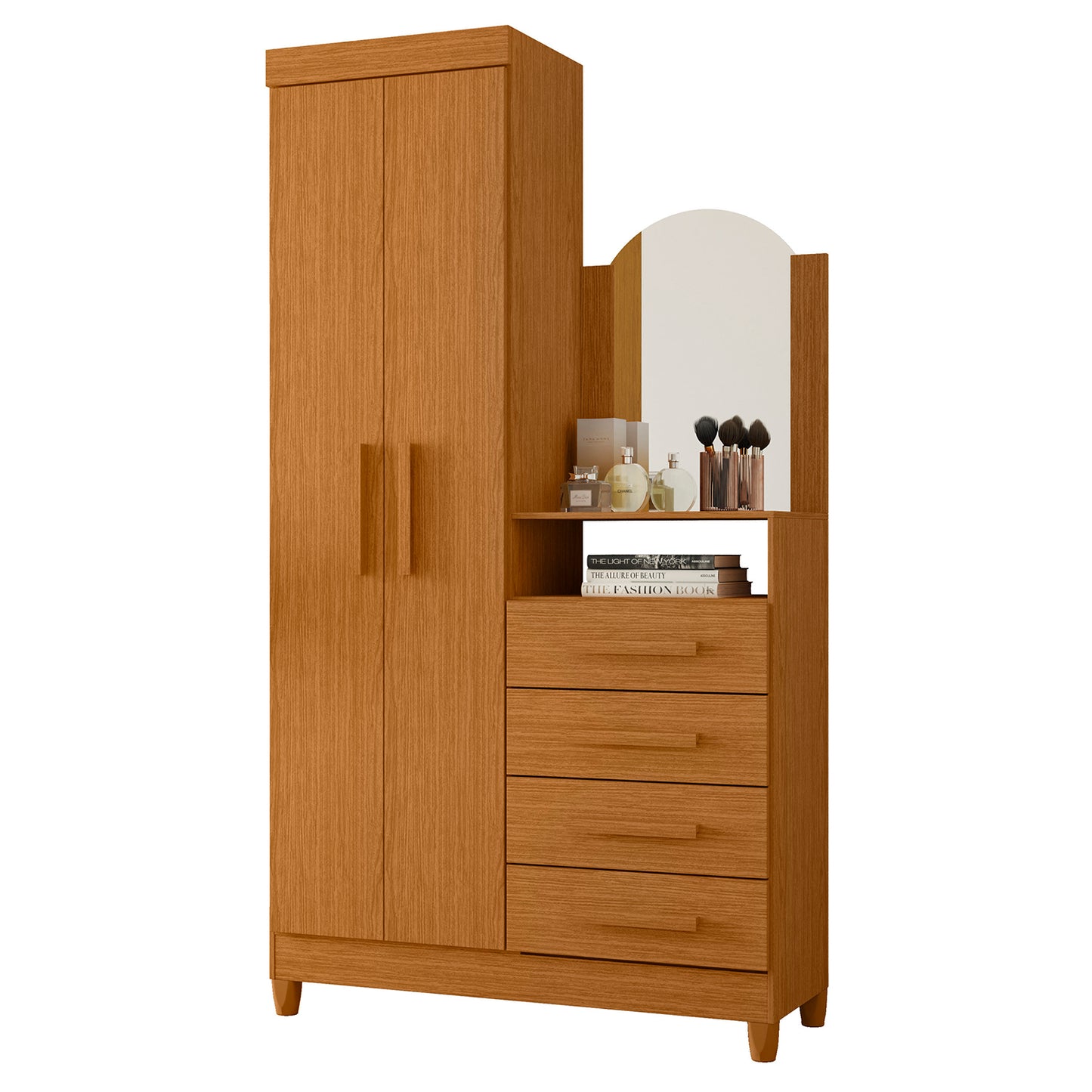 Cômoda New Capri - 4 Gavetas e 2 Portas em MDP com Espelho