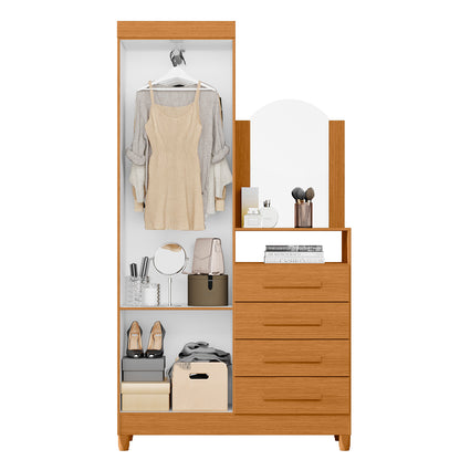 Cômoda New Capri - 4 Gavetas e 2 Portas em MDP com Espelho