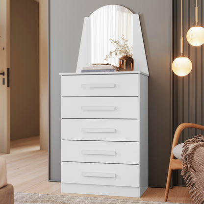 Cômoda New Veneza - 5 Gavetas em MDP com Espelho