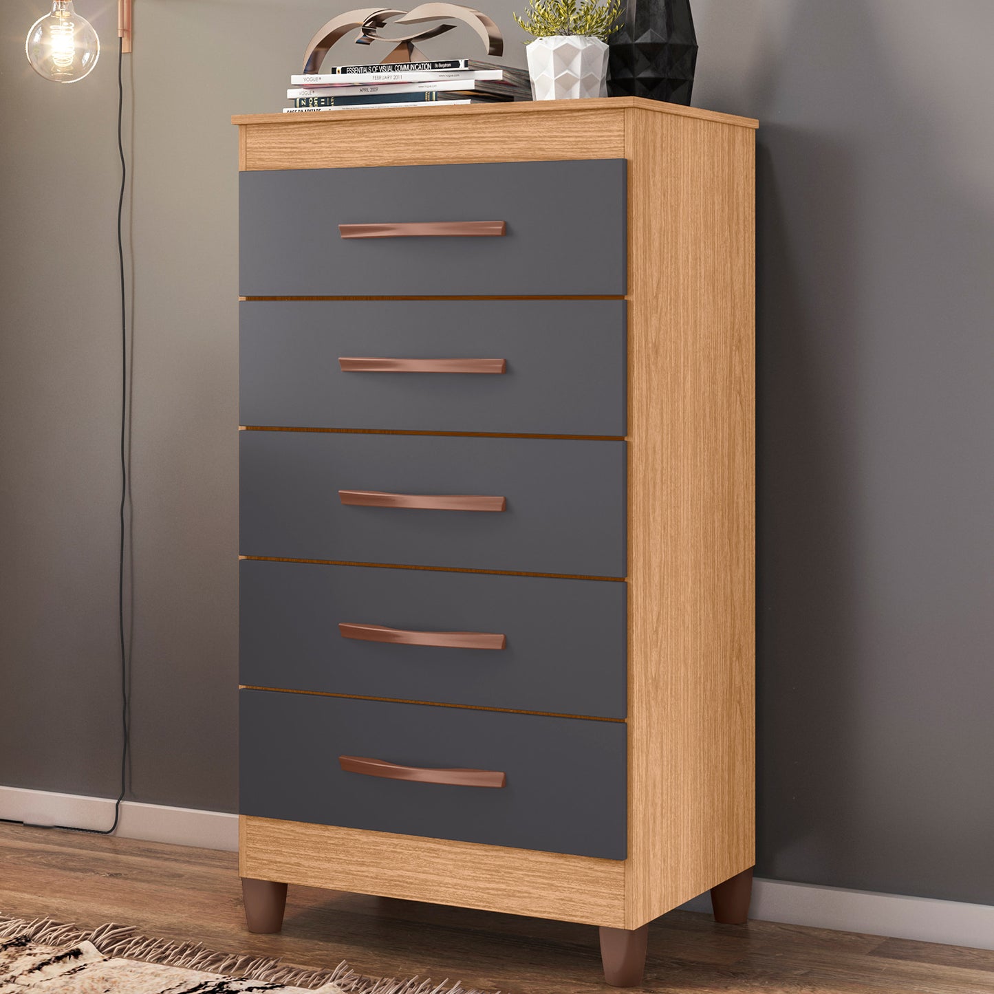 Cômoda Esmeralda 5 Gavetas em MDP com Pintura UV