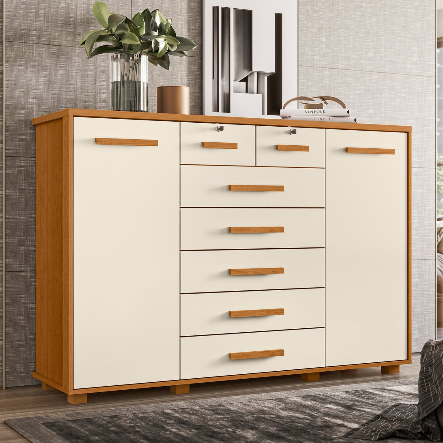 Cômoda Fontana 7 Gavetas em MDP com Pintura UV