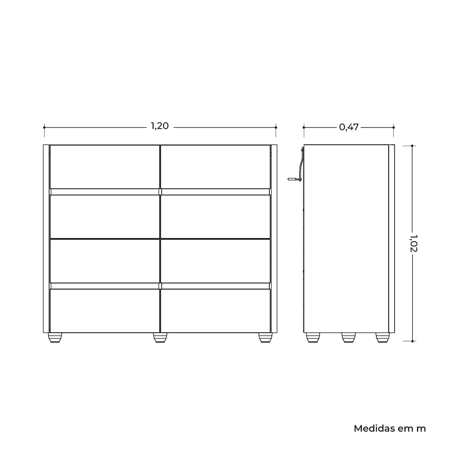 Cômoda Infinite 8 Gavetas em MDP com Pintura UV e Design Moderno