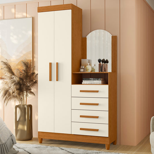 Cômoda New Capri - 4 Gavetas e 2 Portas em MDP com Espelho