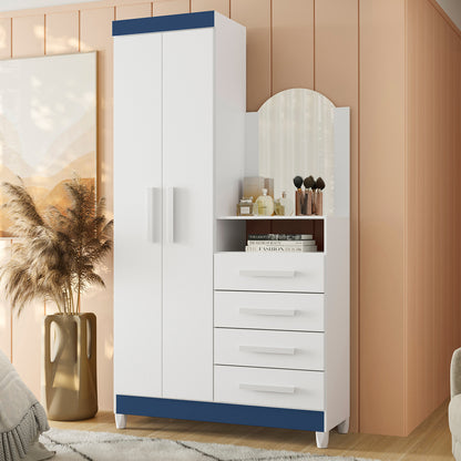 Cômoda New Capri - 4 Gavetas e 2 Portas em MDP com Espelho