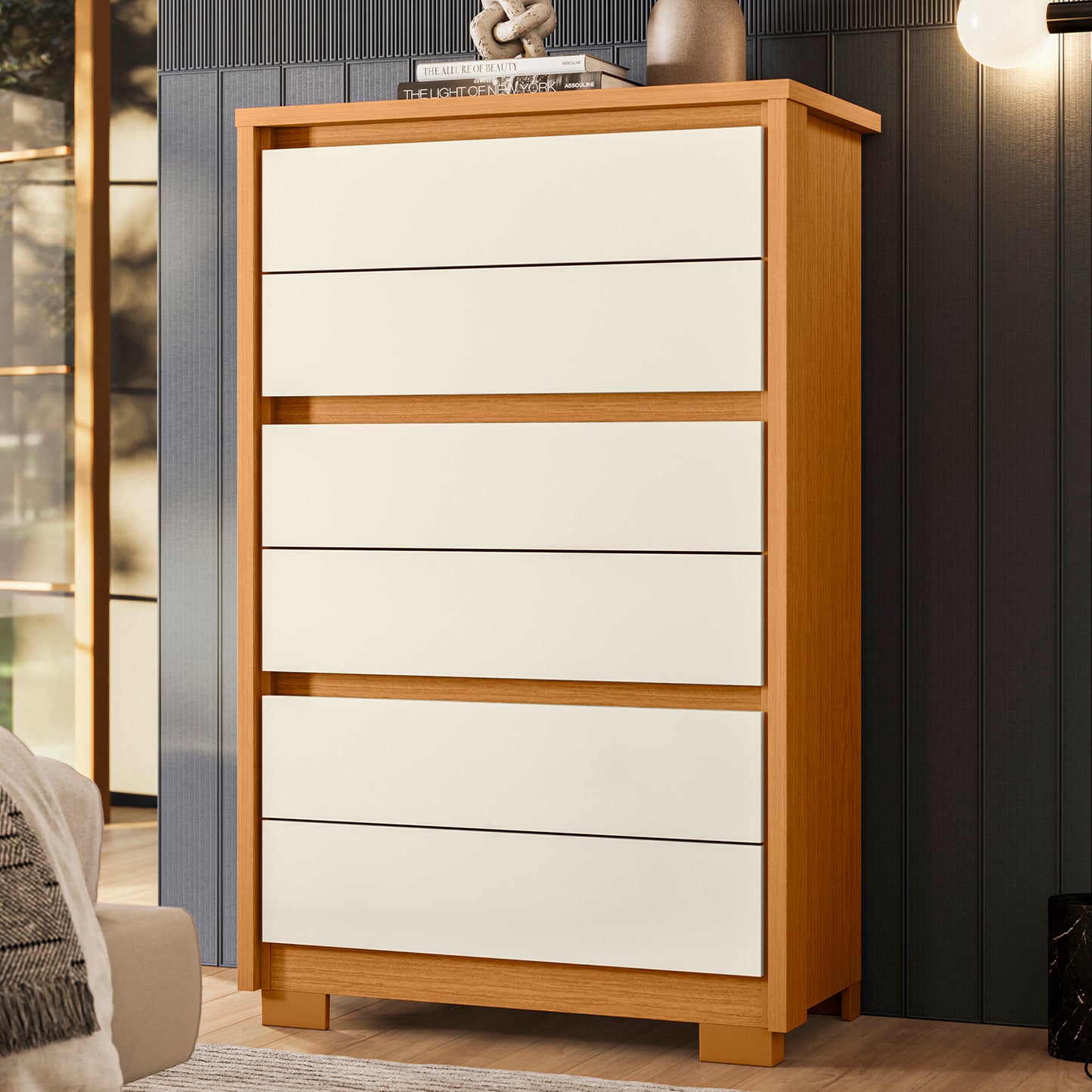 Cômoda Unno 6 Gavetas em MDP com Pintura UV e Design Minimalista