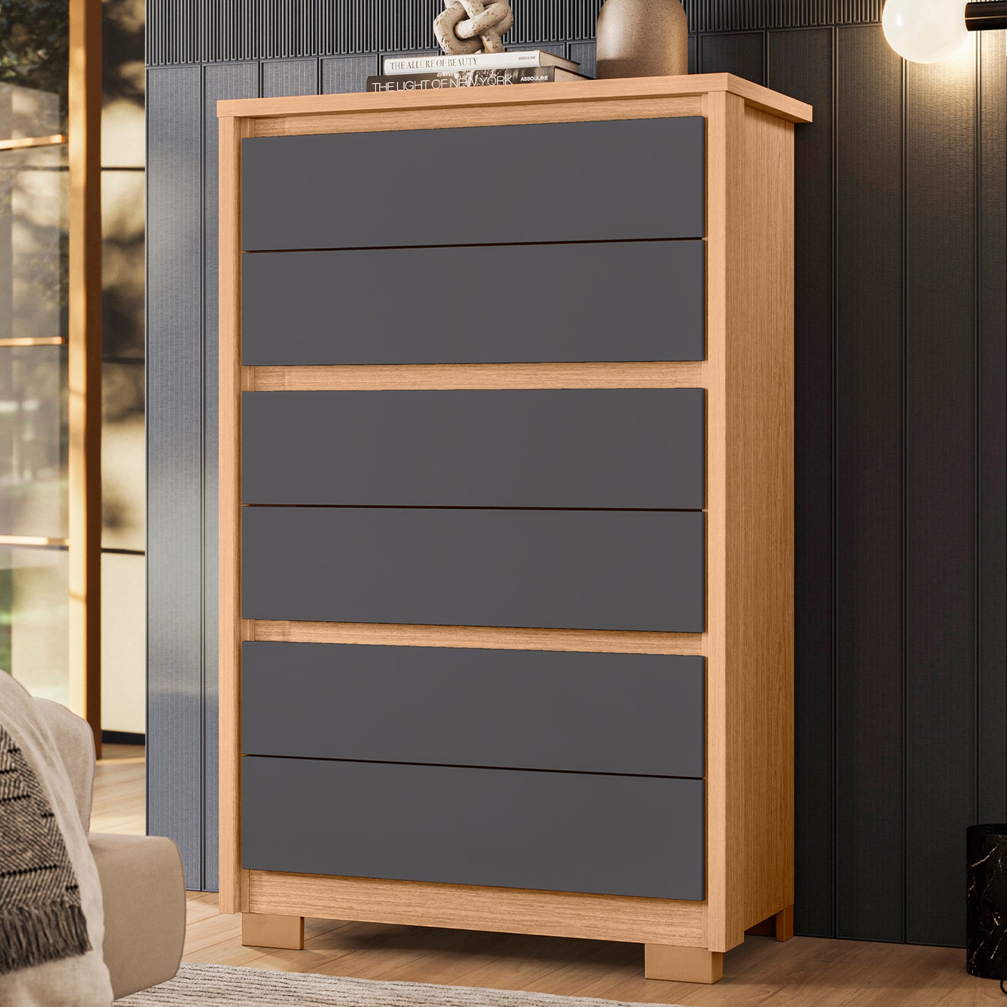 Cômoda Unno 6 Gavetas em MDP com Pintura UV e Design Minimalista