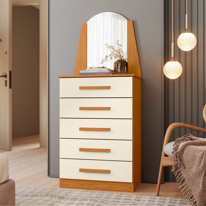 Cômoda New Veneza - 5 Gavetas em MDP com Espelho