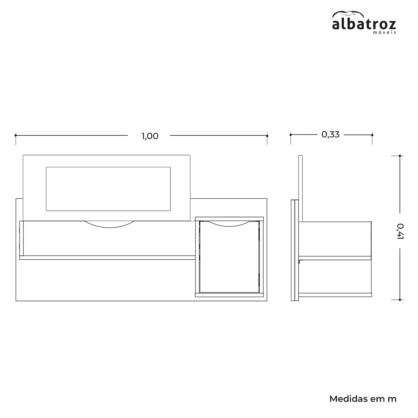 Penteadeira Suspensa Camarim Blush - 2 Portas em MDP com Espelho