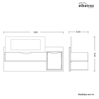 Penteadeira Suspensa Camarim Blush - 2 Portas em MDP com Espelho
