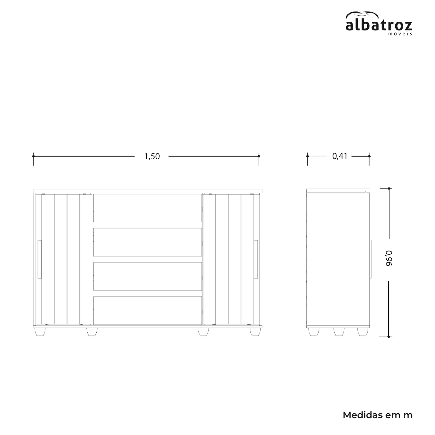 Cômoda Evidenza 4 Gavetas em MDP com Pintura UV