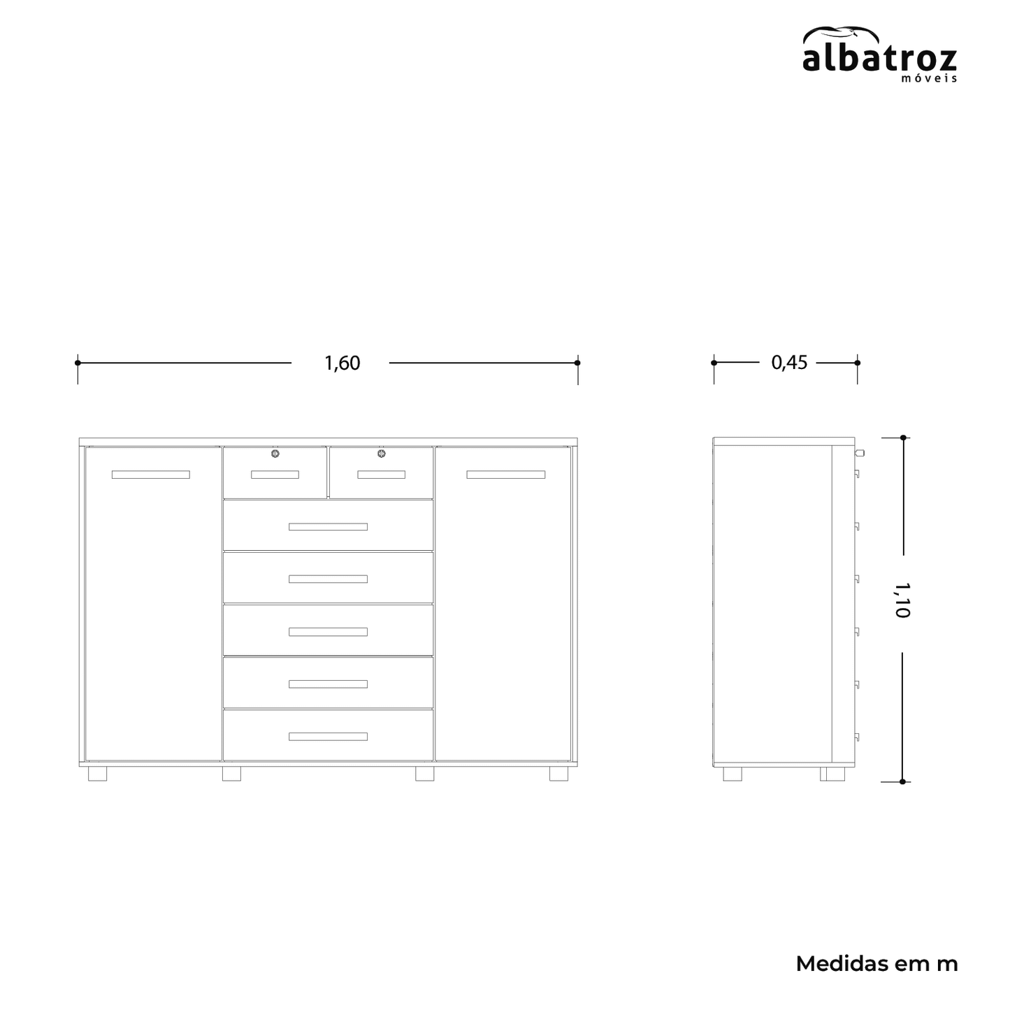 Cômoda Fontana 7 Gavetas em MDP com Pintura UV