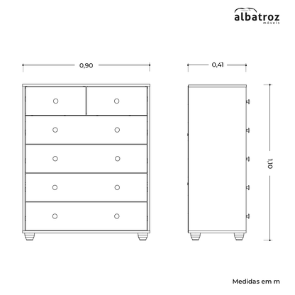 Cômoda Vittoria 6 Gavetas em MDP