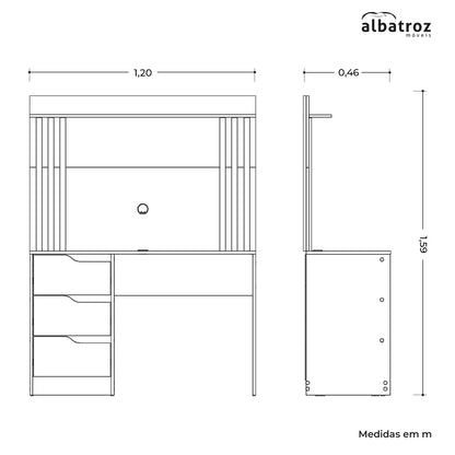 Escrivaninha com Painel Doble em MDP com Pintura UV e Design Moderno