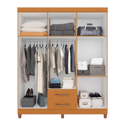 Guarda-Roupa Âmbar 6 Portas em MDP com Corrediças Telescópicas e Amplo Espaço Interno