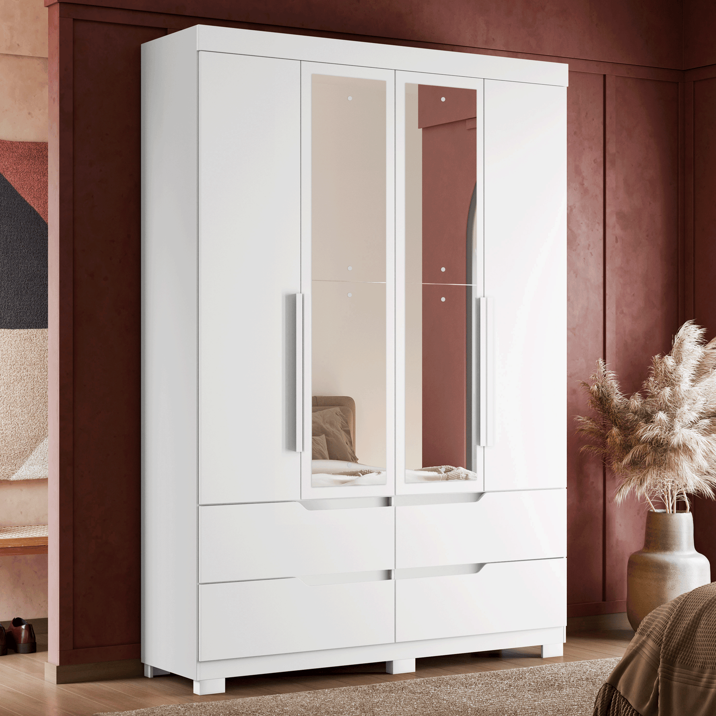 Guarda-Roupa Double Casal 4 Portas em MDP Design Moderno