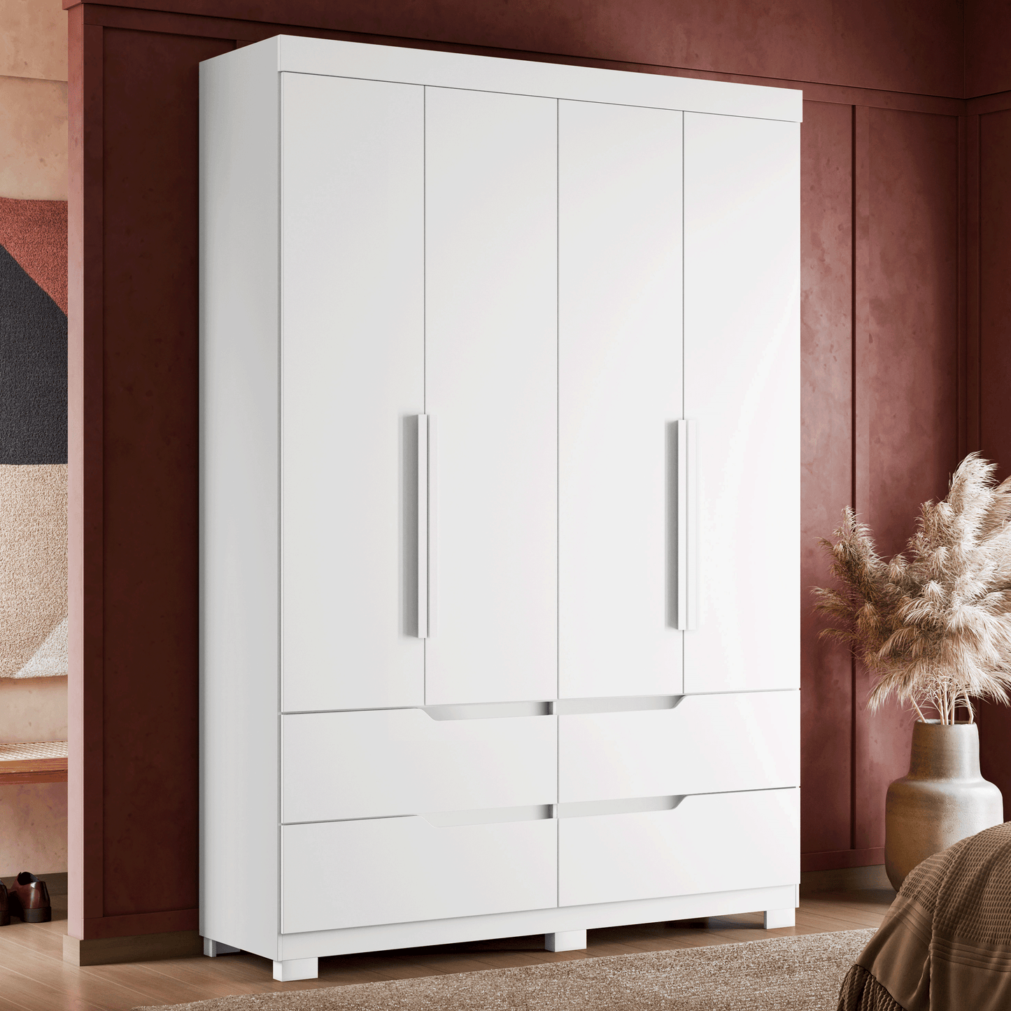 Guarda-Roupa Double Casal 4 Portas em MDP Design Moderno