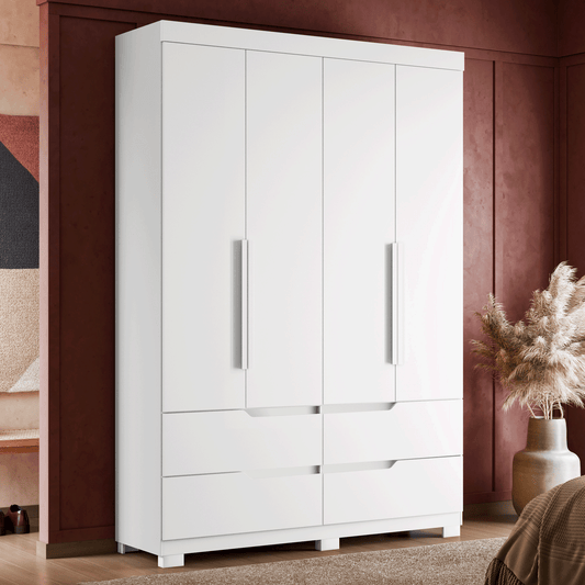 Guarda-Roupa Double Casal 4 Portas em MDP Design Moderno