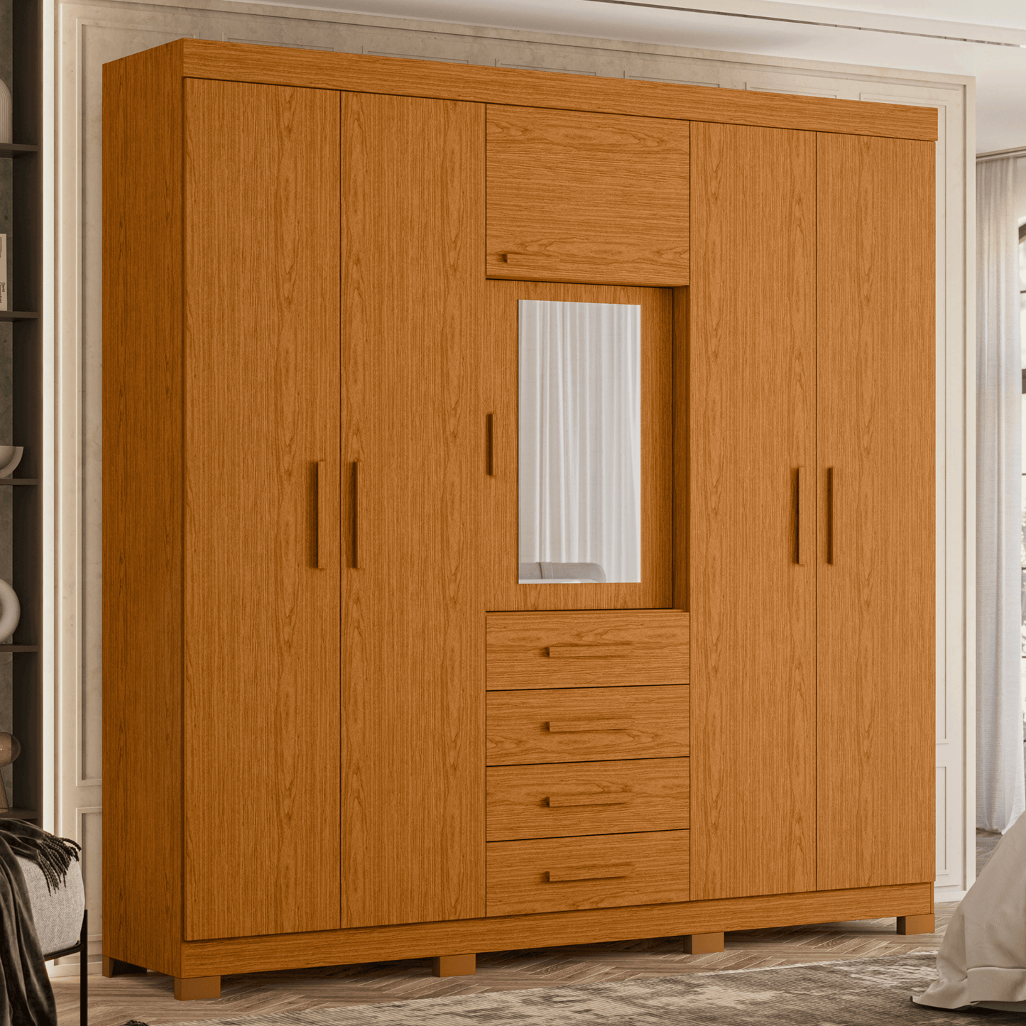 Guarda-Roupa Virtus 6 Portas em MDP com Corrediças Telescópicas e Pintura UV