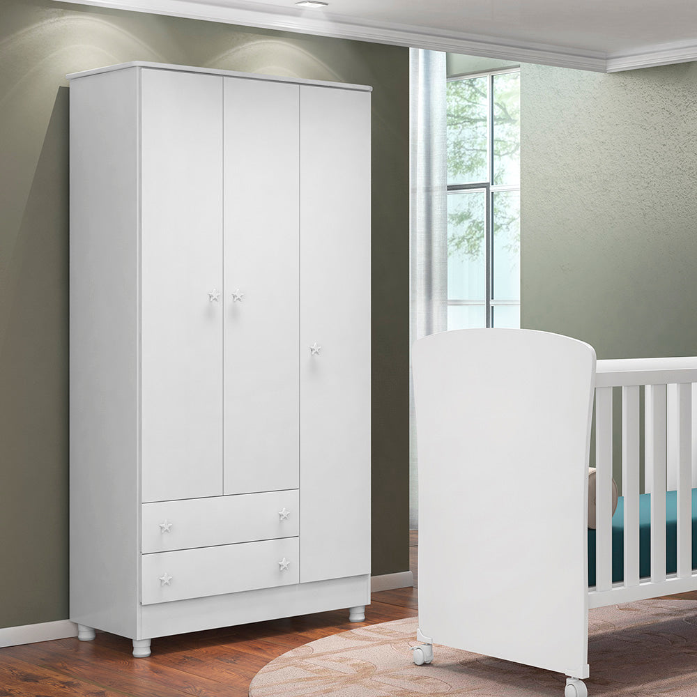Guarda-Roupa Doce Sonho com 3 Portas e 2 Gavetas