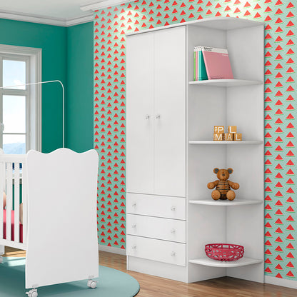 Guarda-Roupa 2 Portas 3 Gavetas com Cantoneira Doce Sonho