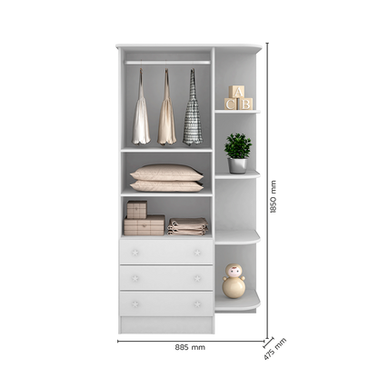 Guarda-Roupa 2 Portas 3 Gavetas com Cantoneira Doce Sonho