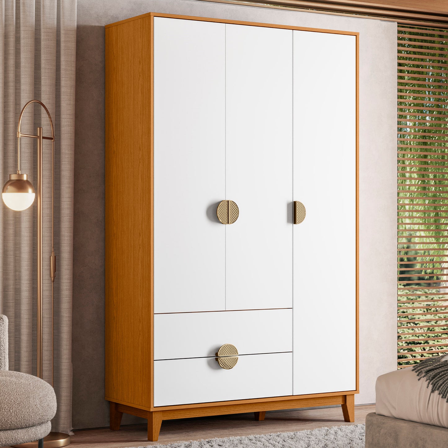 Guarda-Roupa Ipê 3 Portas MDF com Pintura UV e Corrediças Metálicas