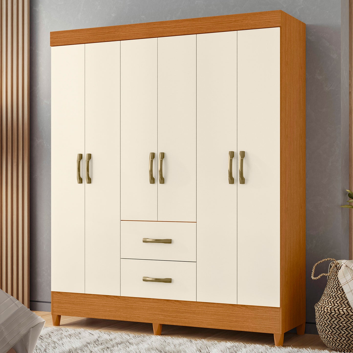 Guarda-Roupa Mobi 6 Portas em MDP com Corrediças Telescópicas