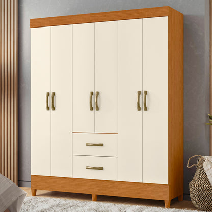 Guarda-Roupa Mobi 6 Portas em MDP com Corrediças Telescópicas