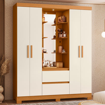 Guarda-Roupa Olímpia 4 Portas em MDP com Espelho e Iluminação LED