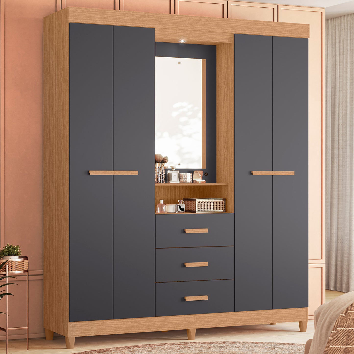 Guarda-Roupa Ágata 4 Portas em MDP e Amplo Espaço Interno