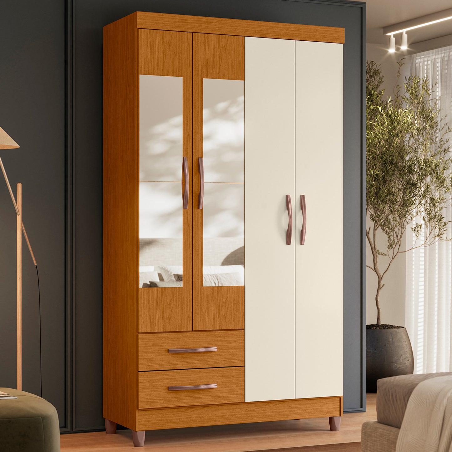 Guarda-Roupa Âmbar 4 Portas em MDP Design Moderno