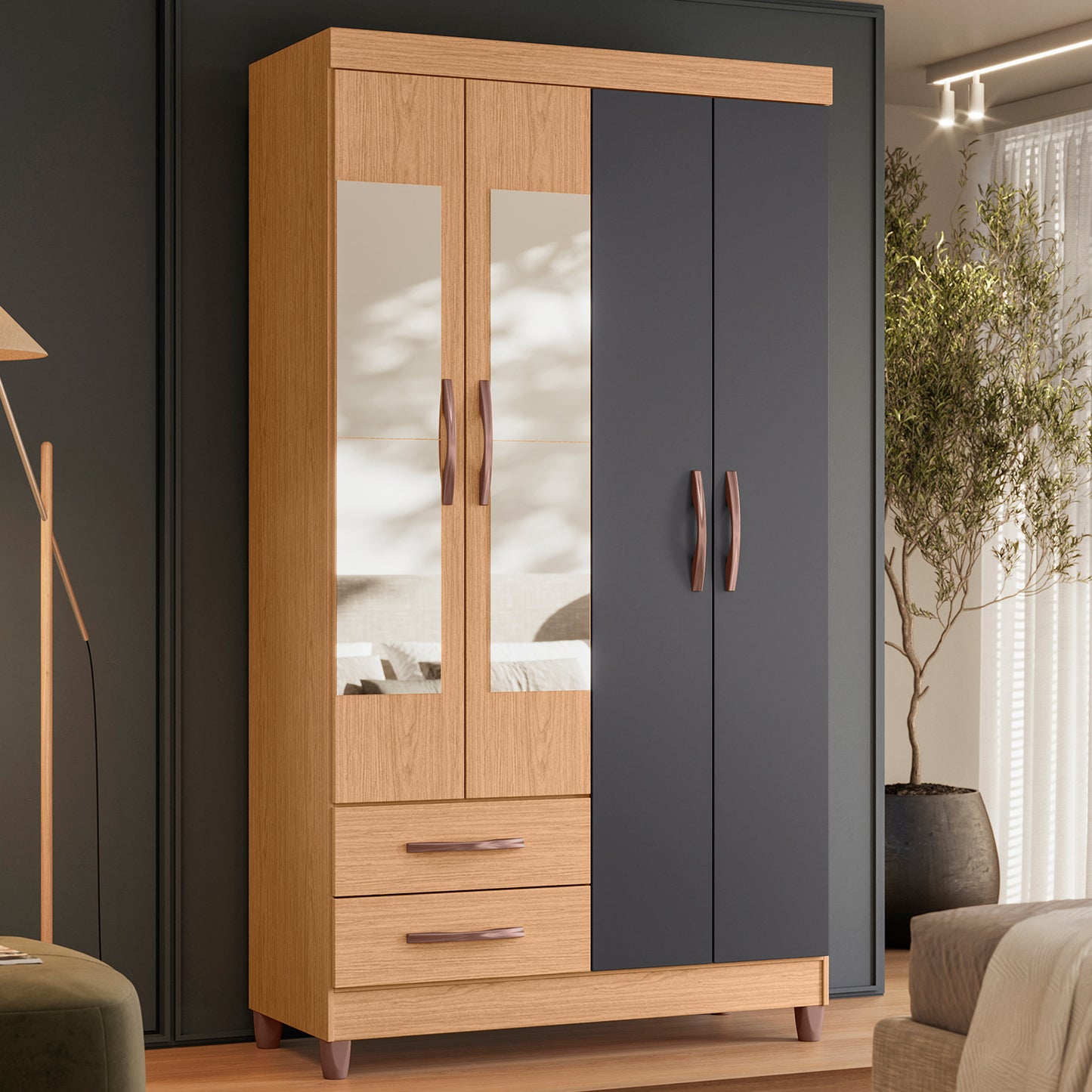 Guarda-Roupa Âmbar 4 Portas em MDP Design Moderno