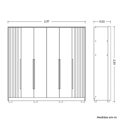 Guarda-Roupa Roupeiro Deville 6 Portas em MDP