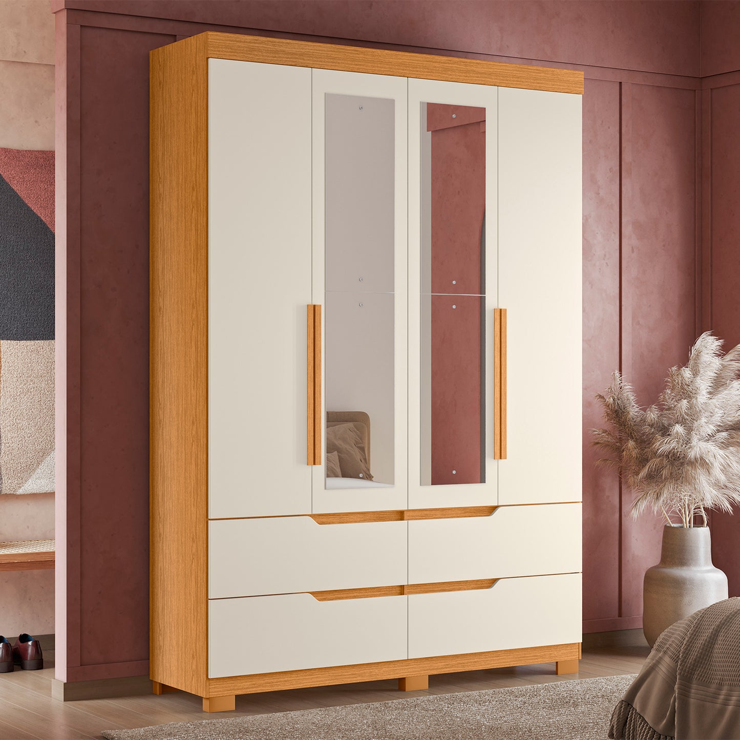 Guarda-Roupa Double Casal 4 Portas em MDP Design Moderno