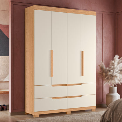Guarda-Roupa Double Casal 4 Portas em MDP Design Moderno