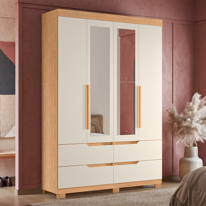 Guarda-Roupa Double Casal 4 Portas em MDP Design Moderno