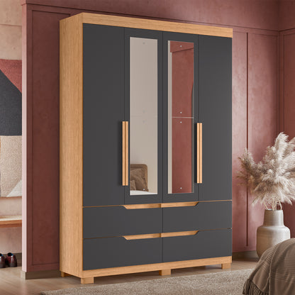 Guarda-Roupa Double Casal 4 Portas em MDP Design Moderno