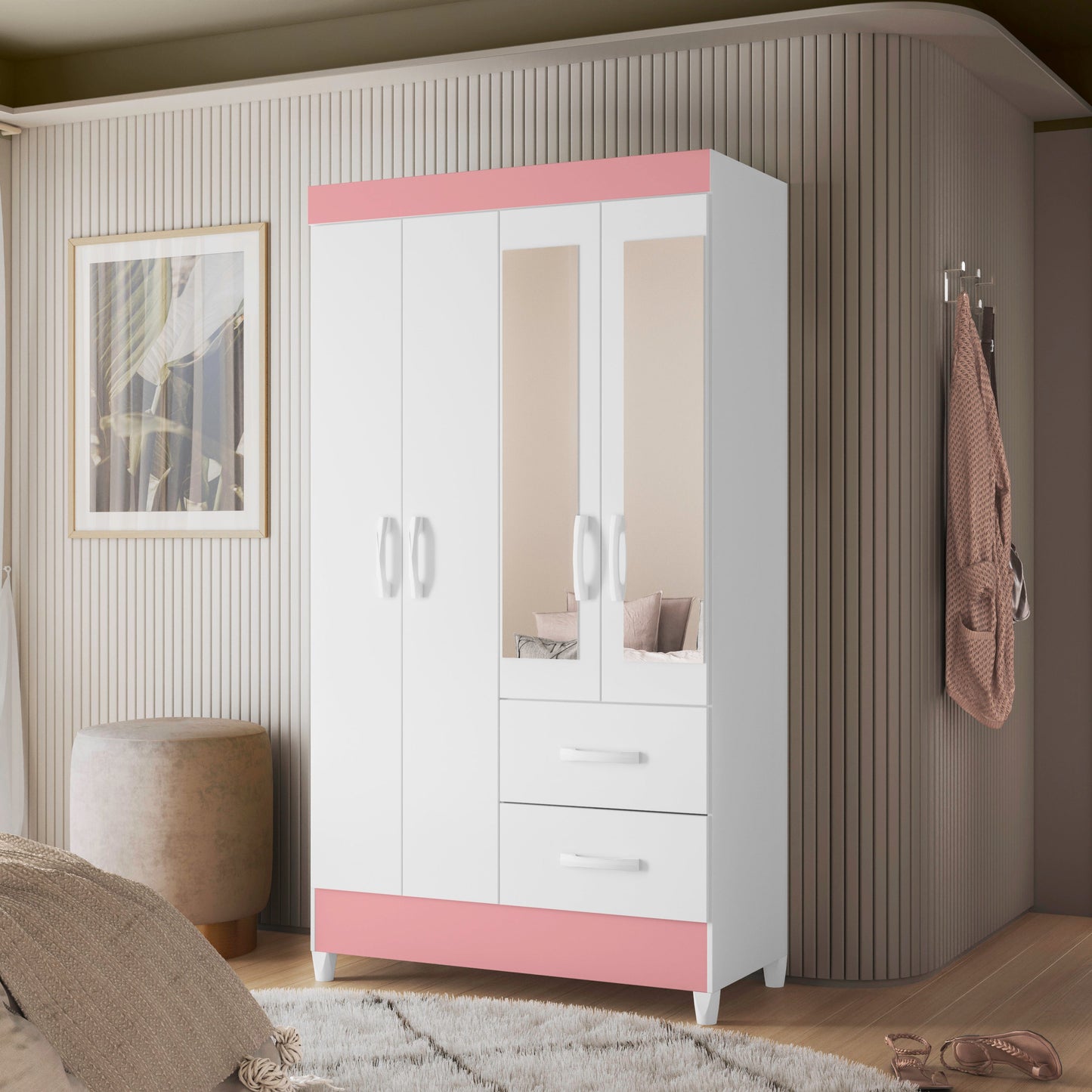 Guarda-Roupa Mobi 4 Portas em MDP com Corrediças Telescópicas