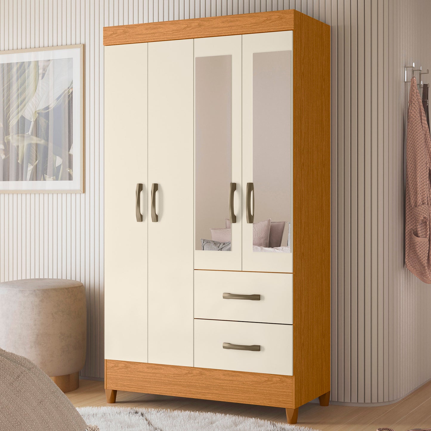 Guarda-Roupa Mobi 4 Portas em MDP com Corrediças Telescópicas