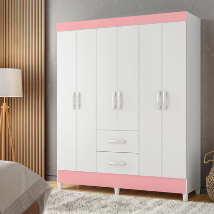 Guarda-Roupa Mobi 6 Portas em MDP com Corrediças Telescópicas