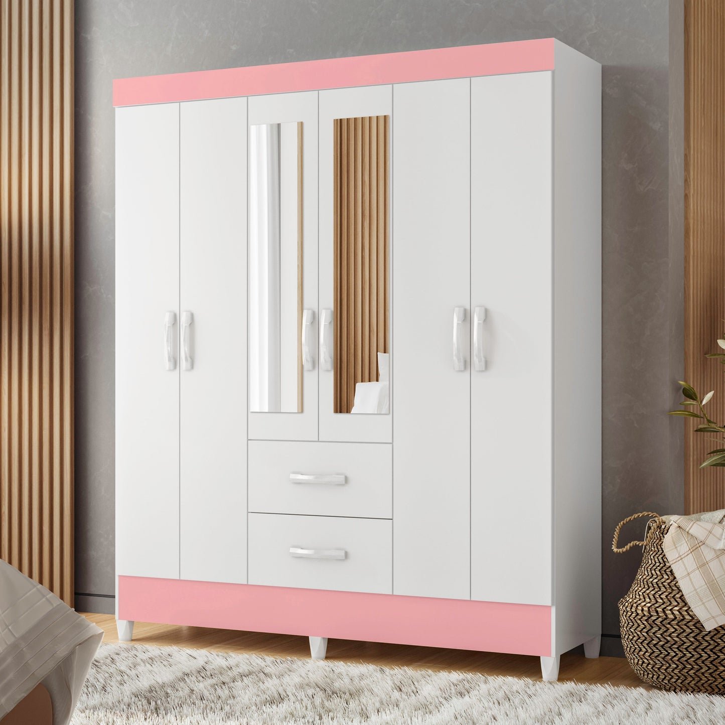 Guarda-Roupa Mobi 6 Portas em MDP com Corrediças Telescópicas