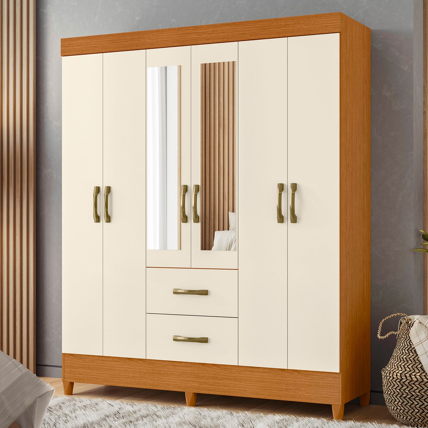 Guarda-Roupa Mobi 6 Portas em MDP com Corrediças Telescópicas