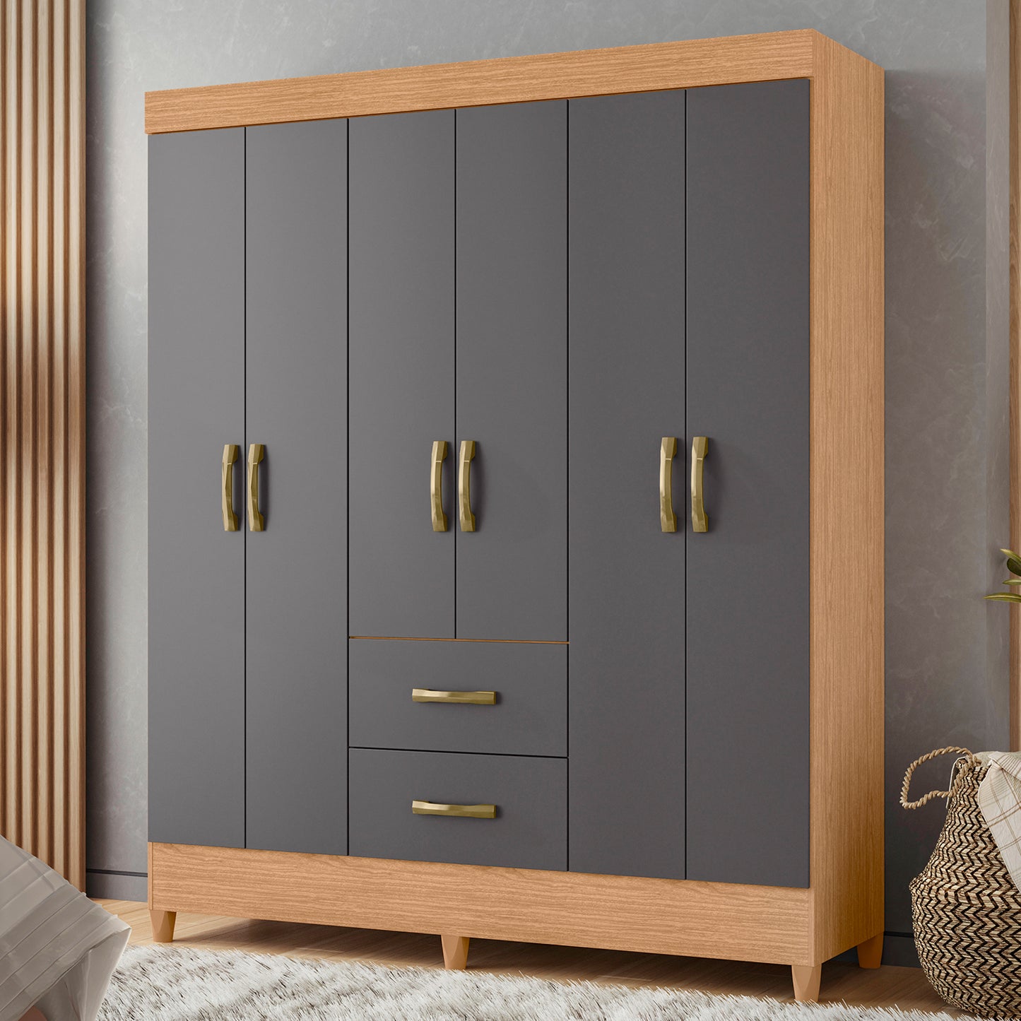 Guarda-Roupa Mobi 6 Portas em MDP com Corrediças Telescópicas